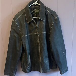 Eddie Bauer Men's Black Leather Zip-Up Jacket